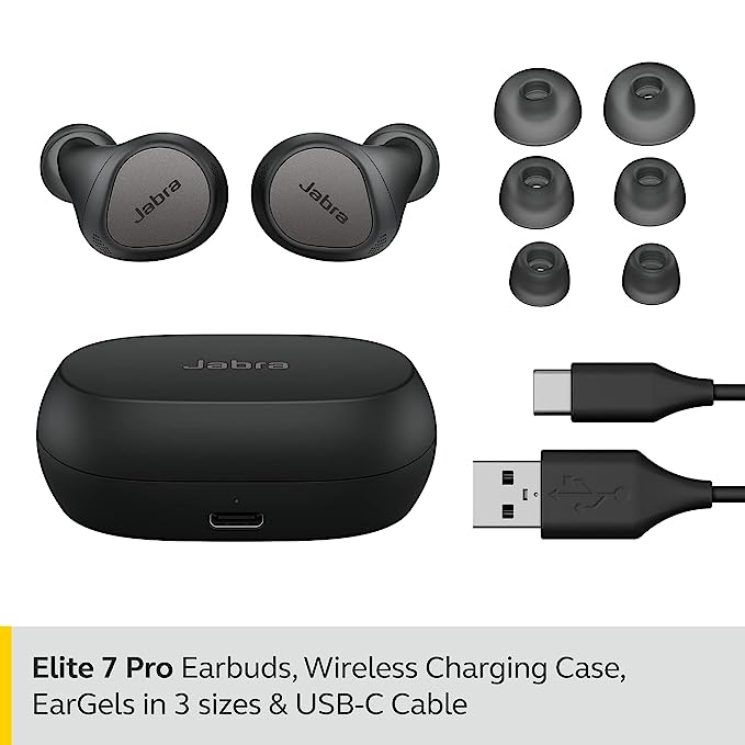 Jabra Elite 7 Pro in Ear Bluetooth Truly Wireless in Ear Earbuds with Mic, Active Noise Cancellation, Compact Design, MultiSensor Voice Tech - Titanium Black Jabra Elite 7 Pro in Ear Bluetooth Truly Wireless in Ear Earbuds with Mic, Active Noise Cancellation, Compact Design, MultiSensor Voice Tech - Titanium Black